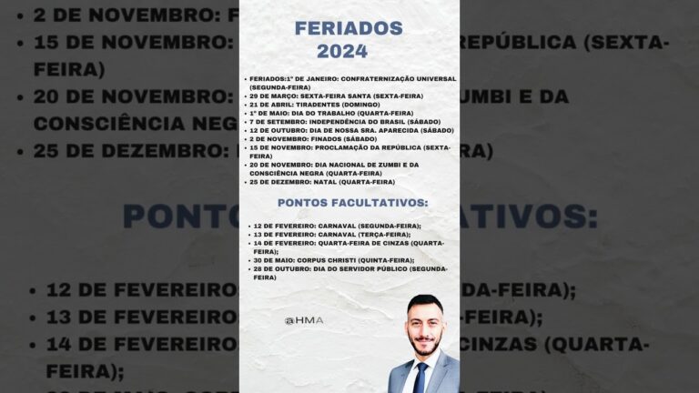 Calend&aacute;rio: Feriado Nacional em 30 de Maio de 2024